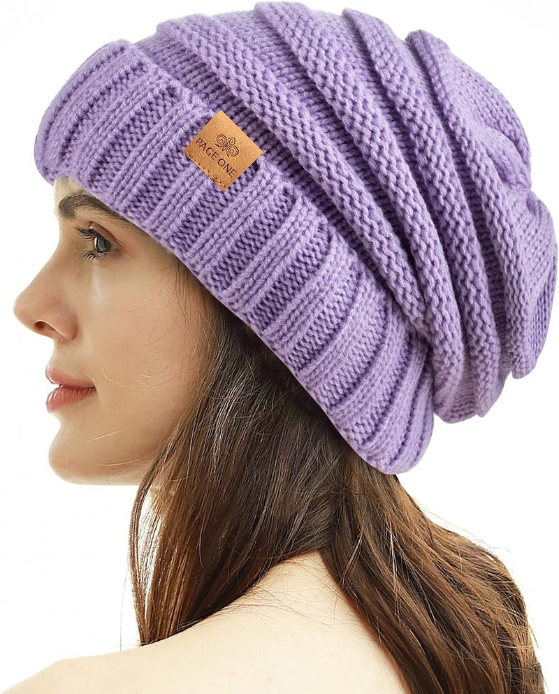 PAGE ONE Womens Winter Beanie Warm Cable Knit Hat Style Stretch Trendy Ribbed Chunky Cap - Image 1